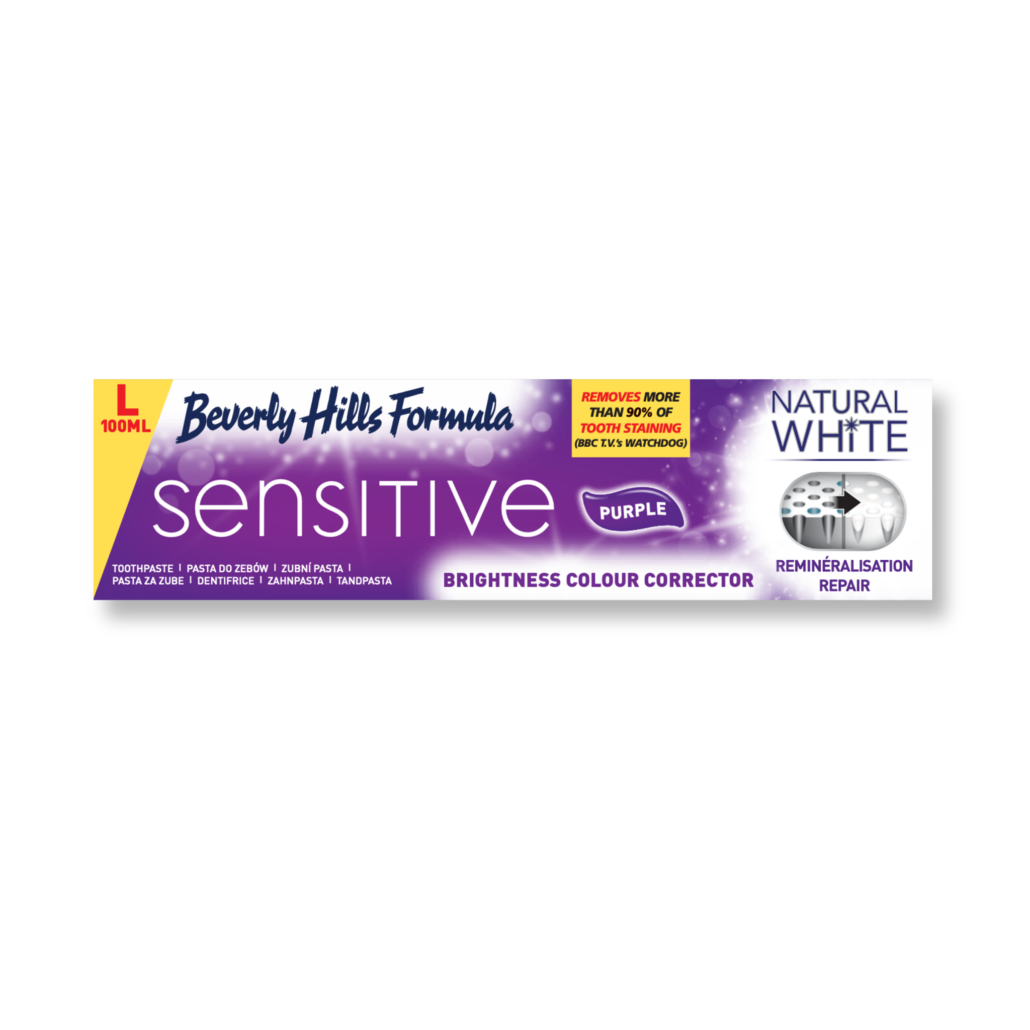 Natural White Sensitive Purple Toothpaste 100ml – Beverly Hills Formula